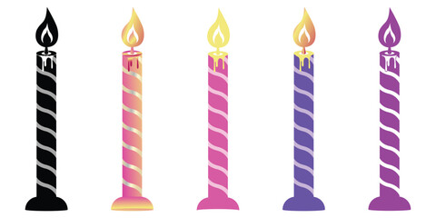 classic color candles vector icon set