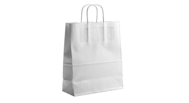 White Paper Shopping Bag Isolated on Black (140) standard isolated on a transparent background