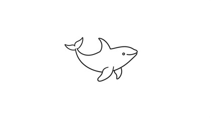 Simple black line drawing of a playful orca