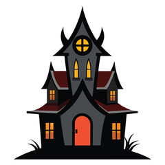Haunted House Illustration for Halloween Decoration