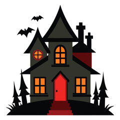Scary Haunted House Artwork for Holiday Design