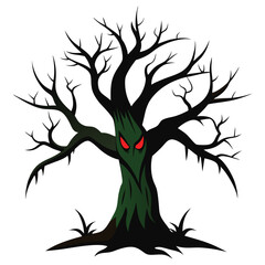 Creepy Haunted Tree Illustration for Halloween Design