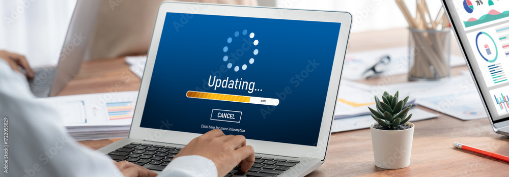 Fototapete software update on computer for brisk version of device software upgrade