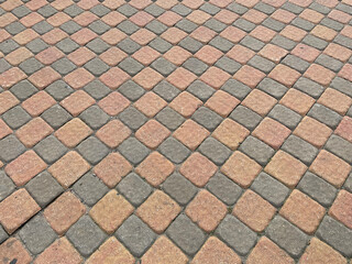 Abstract background. Modern cobblestone pavement closeup