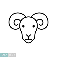 Sheep or Ram Head Vector Outline Icon
