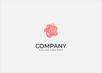Obraz premium Elegant rose flower abstract illustration with gradient pink peach petals romantic floral symbol design for love wedding beauty decoration art.