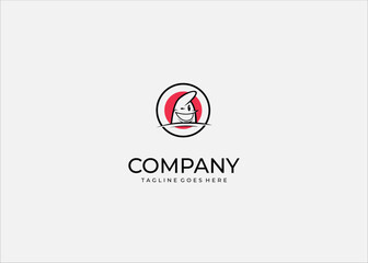 Fototapeta premium Cartoon smiling mascot character with mischievous expression inside red circle target minimal flat logo design playful identity branding illustration.