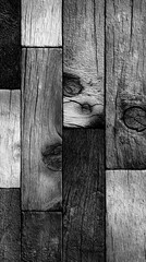 Creative black and white patterned wooden planks