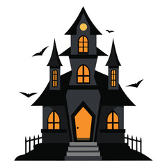 Creepy Haunted House Artwork for Halloween Design