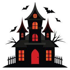 Spooky Horror House Clipart Isolated on White