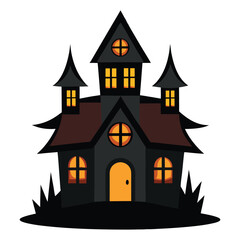 Dark Horror House with Windows and Roof Design