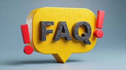 3d question and exclamation marks in speech bubble. Concept of FAQ, support and help. Problem, survey, information. 3d illustration icon isolated on white background.