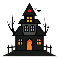 Creepy Horror House Illustration for Halloween Decoration
