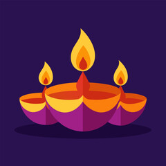 Illustration of a burning candle. Happy Diwali beautiful poster design.