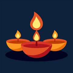 Happy Diwali lamp. Burning candle in the dark.