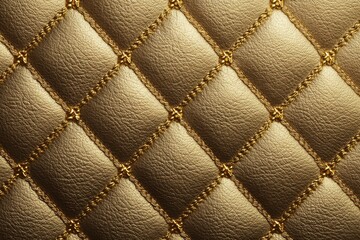 Fototapeta premium Luxurious gold leather texture featuring intricate diamond stitching that enhances sophistication and elegance in modern design elements