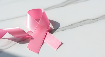 Pink ribbon symbol for breast cancer awareness and support.