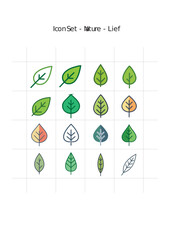 Green Leaf Icon Set – Botanical, Nature and Eco Friendly Vector Illustrations