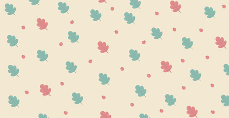 Pattern of various leaves on a white background - Vector illustration