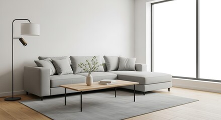 Modern Living Room with Sectional Sofa and Coffee Table.
