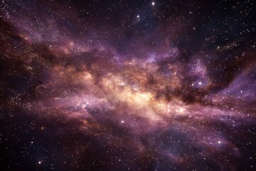 Naklejka premium Vibrant nebula revealing countless stars and cosmic clouds in a stunning display of the universe's beauty during an expansive galactic formation