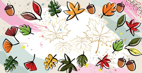 Autumn leaves set isolated on white background - Vector illustration