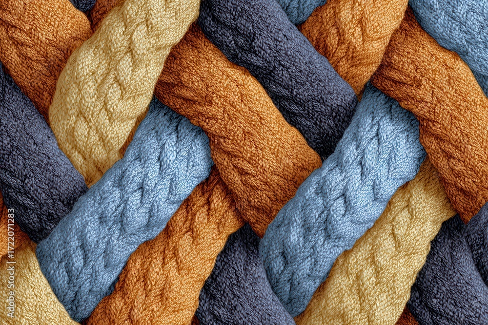 Poster seamless repeating pattern of woven fabric showcasing vibrant colors and intricate textures, perfect