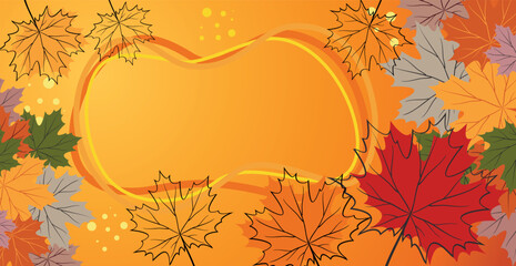 Autumn maple leaves on a colored background - Vector illustration