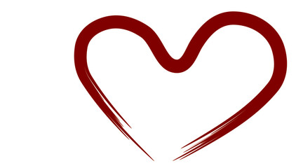 A simple, hand-drawn heart shape with a brushstroke effect, colored in dark red.