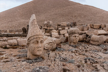 Ancient statues at the peak of Mount Nemrut, Turkey