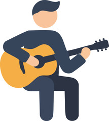 Minimalist illustration of person playing the acoustic guitar alone.