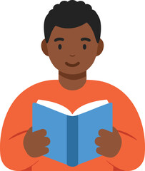 A young man is holding an open book. Reading and learning concept.