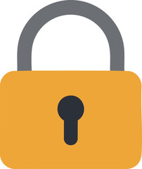 Simple yellow padlock illustration for security or protection uses
