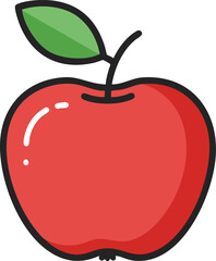 Isolated red apple with a leaf on a white background, illustration