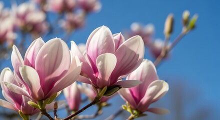 Magnolia Blossoms in Spring - A Delicate Floral Display.