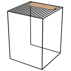 Modern loft style coffee table with metal frame and wooden top. Minimalist industrial design, perfect for living room, office, or stylish interior.