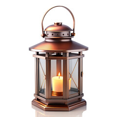 Christmas Lantern with flame for decoration on transparent Background