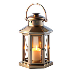 Christmas Lantern with flame for decoration on transparent Background