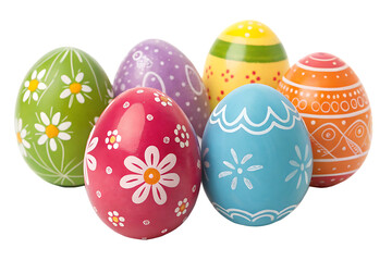 Fototapeta premium Collection set of colorful Easter eggs isolated on transparent or white background, png