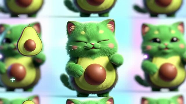 Cute cartoon cats shaped like avocados