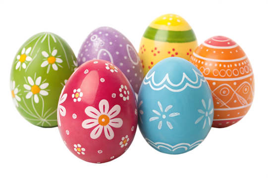 Collection set of colorful Easter eggs isolated on transparent or white background, png - Powered by Adobe