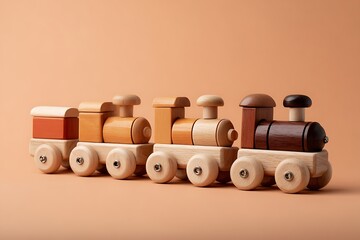 wooden toy train isolated