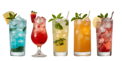 Vibrant Refreshments: A stunning array of artfully crafted cocktails, each brimming with freshness, garnishes, and textures, beckoning you to enjoy the cool indulgence.