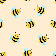 Cute Bee Cream Background Pattern