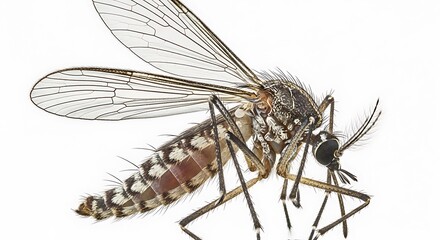 Detailed Macro Shot of a Mosquito Showing Wing and Body Structure