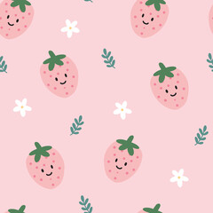 Kawaii Strawberry Floral Pink