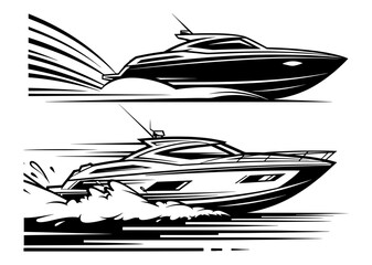 Vector art of two speedboats racing on the water, creating a dynamic and exciting scene