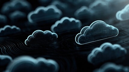 Clouds floating in the digital space represent technology and data connectivity in modern systems