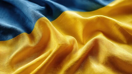 Ukrainian flag waving gently on a sunny day in a peaceful outdoor setting