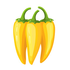 Icon clipart, Minimalistic 2D flat icon featuring a yellow peppers bunch isolated on a white background, an element in vector and EPS format. clean vector design, simple illustration style